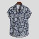 thumbnail image 3 of Camisas De Sport Para Hombre Camisa informal corta con cuello vuelto para hombre, camisas con botones diarios para hombre con estampado de manga y cuello (Dark Blue, XL), 3 of 6