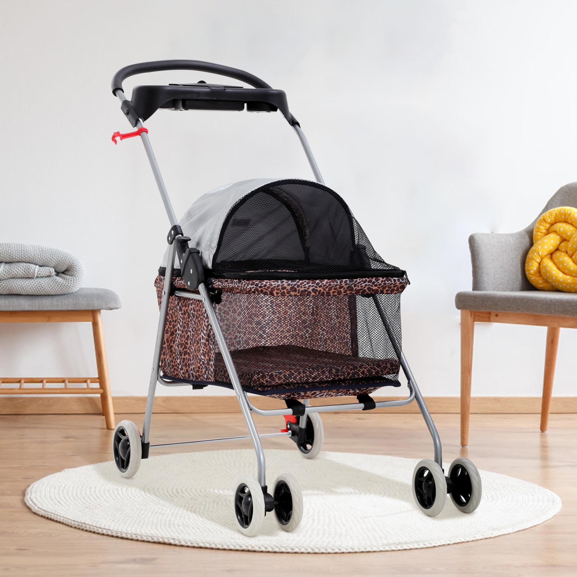 YRLLENSDAN Pet Stroller 4 Wheels Posh Folding Waterproof Portable