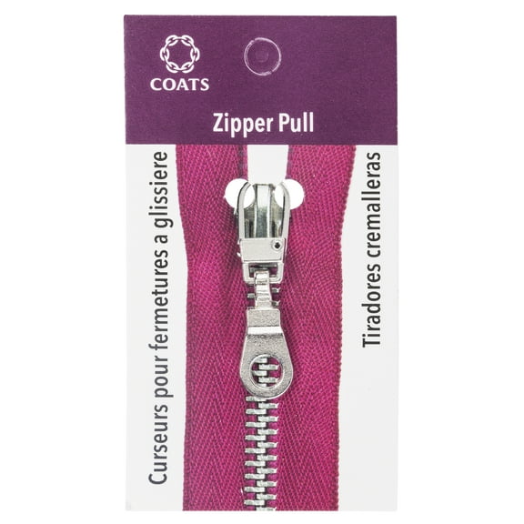 Coats & Clark Zipper Pulls, Metal, Pop Top Silver