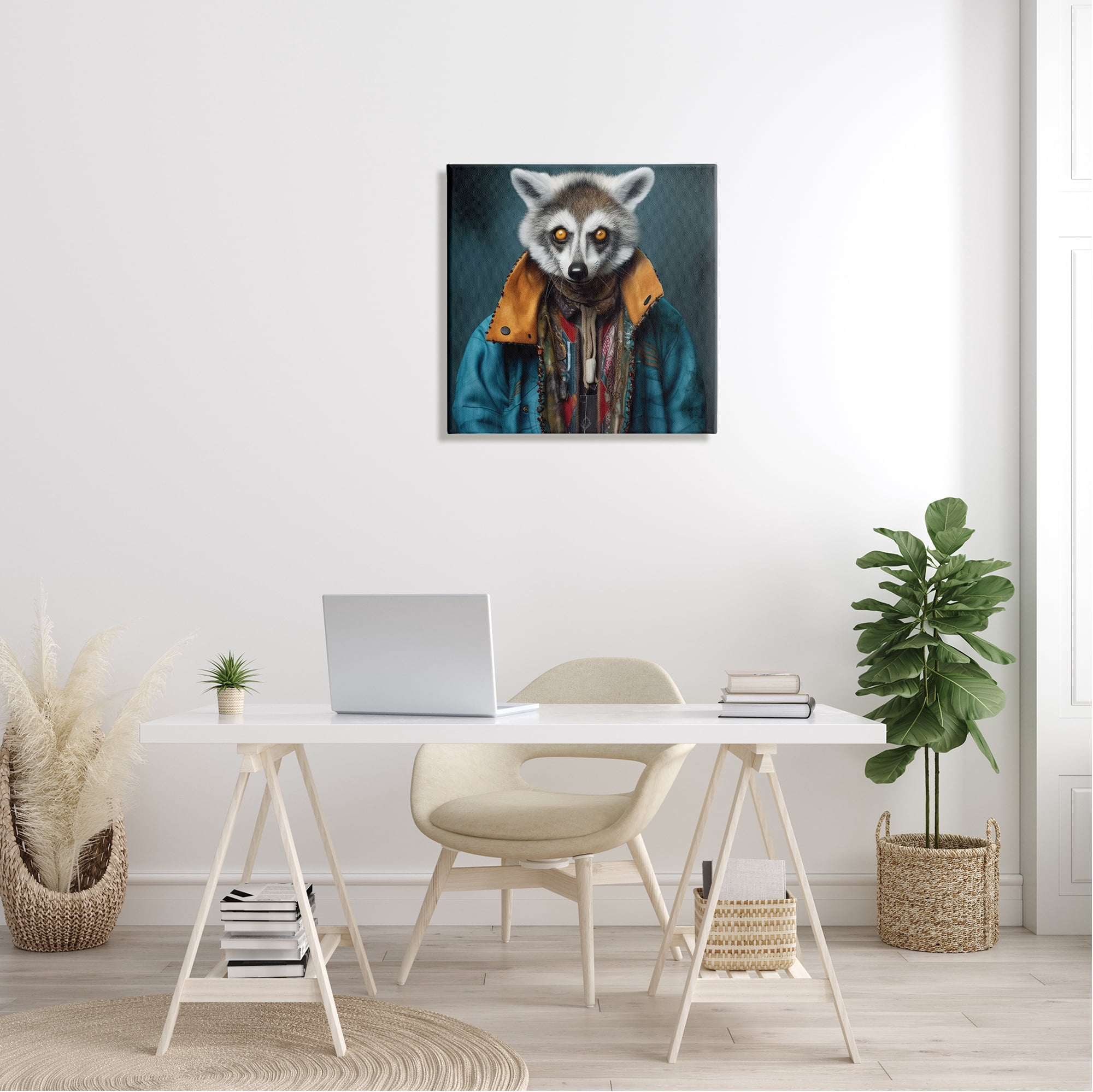 Stupell Industries Raccoon with Stylish Jacket Animals & Insects Painting Gallery Wrapped Canvas Art Print Wall Art, 24 x 24