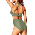 thumbnail image 2 of YUIVH Womens Tummy Control Bathing Suits Women Bikini Sexy Push Up Two Piece Swimsuits Vintage Swimsuit Two Piece Retro Ruched High Waist Print Bikini Set Sexy Swimming Pool Bathing Suits, 2 of 8