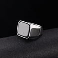 thumbnail image 4 of ORUYROP Solid Stainless Steel Mens Signet Ring Setting with Black Onyx / Turquoise Classic Band Rings Gift Size 7-13, 4 of 7