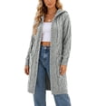 thumbnail image 2 of Hvogkswy Long Cardigan Sweaters for Women Long Sleeve Oversized Knit Outerwear Fall Casual Hooded Cardigan with Pockets, 2 of 7