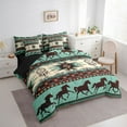 thumbnail image 3 of jejeloiu Aztec Geometric Pattern Bedding Comforter Set 7pcs,Horse Dreamcatcher Queen Bedding Sets,Cyan Red Yellow Queen Sheet Sets For Adults,Microfiber Bedroom Decor Reversible, 3 of 8