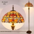 thumbnail image 5 of Tiffany Style Floor Standing Lamp W16H64 Inch(2LED Bulb Included) Stained Glass Crystal Bead Flower Shade 2E26 Antique Reading Lighting Resin Base S617 WERFACTORY LAMPS Bedroom Living Room, 5 of 7