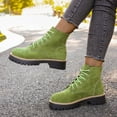 thumbnail image 5 of Women's Ankle Boots Fashionable Casual Winter Versatile Short Boots Solid Color Round Toe Lace-Up Thick-Soled Low Chunky Heel Shoes, 5 of 7