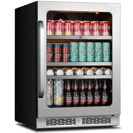 Whynter 24'' Beverage Refrigerator Cooler, 140 Cans Beverage Fridge, Built in or Freestanding Beverage Center with Stainless Steel Door