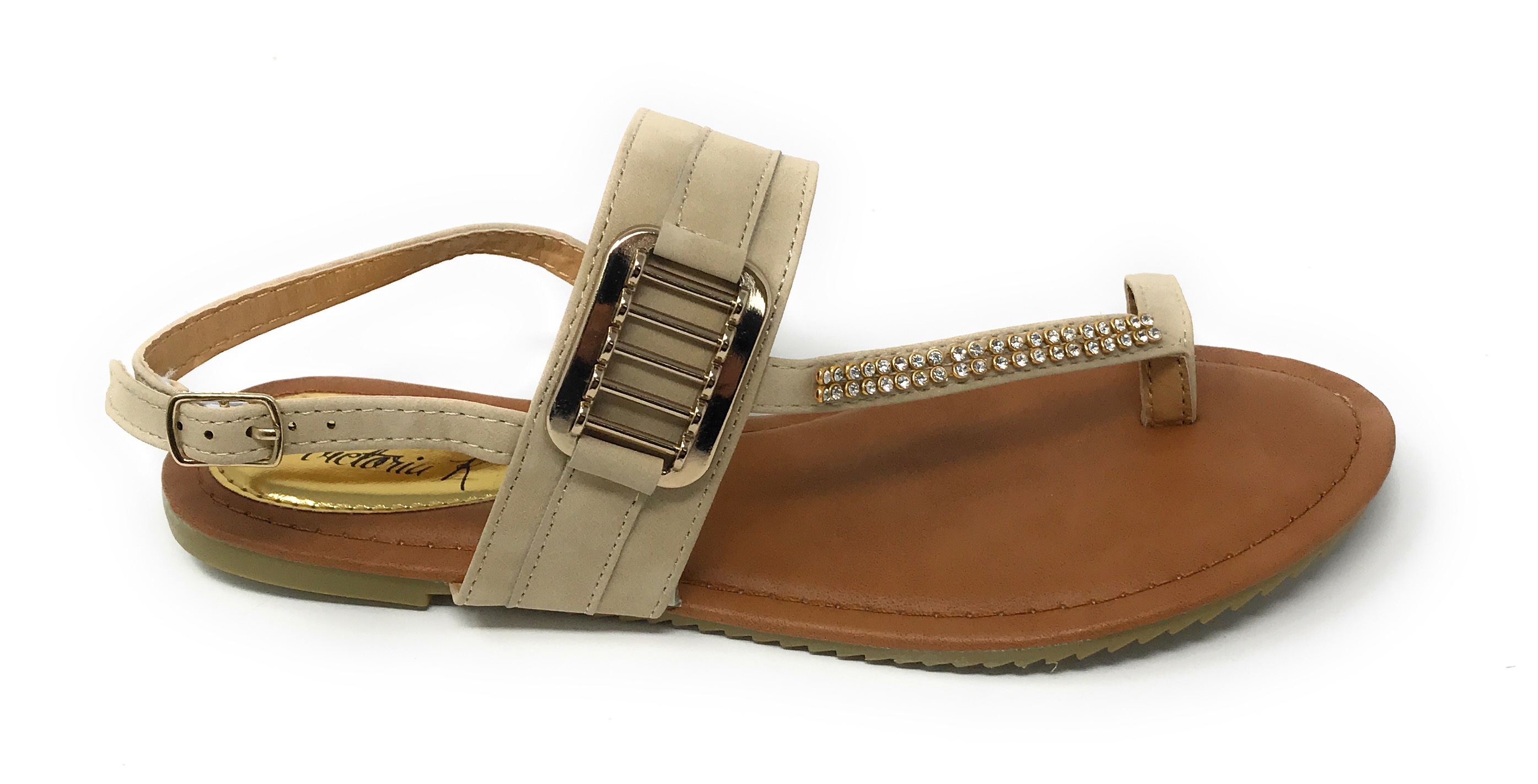Victoria K Women's Side Buckle and Rhinestone Sandals