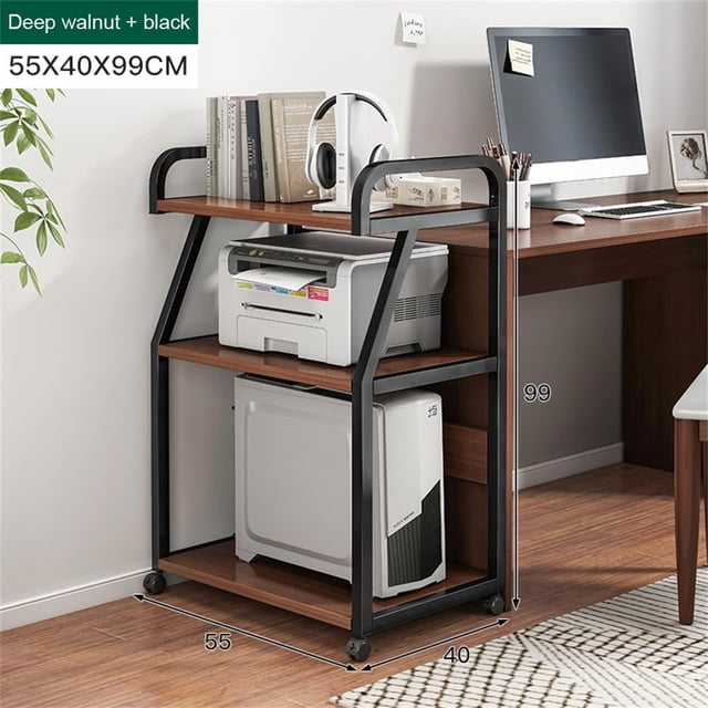 Bingirl Support d'Imprimante à 3 Niveaux, Table d'Imprimante avec Tablette de Rangement, Chariot d'Imprimante Roulant avec Roues, Support pour Presse à Chaud pour Bureau