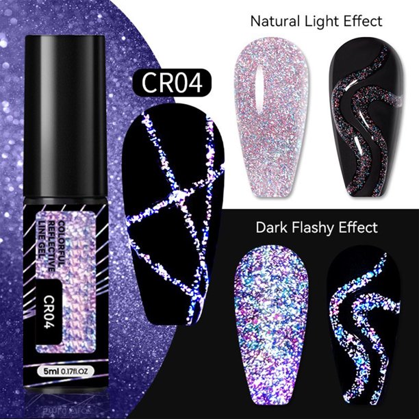 Pisexur Belleza Maquillaje Esmalte de uñas en gel con efecto ojo de gato, cristales reflectantes y destellos explosivos, 5 ml.para mujeres y hombres