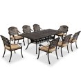 thumbnail image 2 of Magic Union 9 Piece Cast Aluminum Patio Furniture Set Outdoor Dining Set Bistro Furniture Set with 8 Armchairs and Dining Table, 8 Cushions(8 Grid Chairs), 2 of 8
