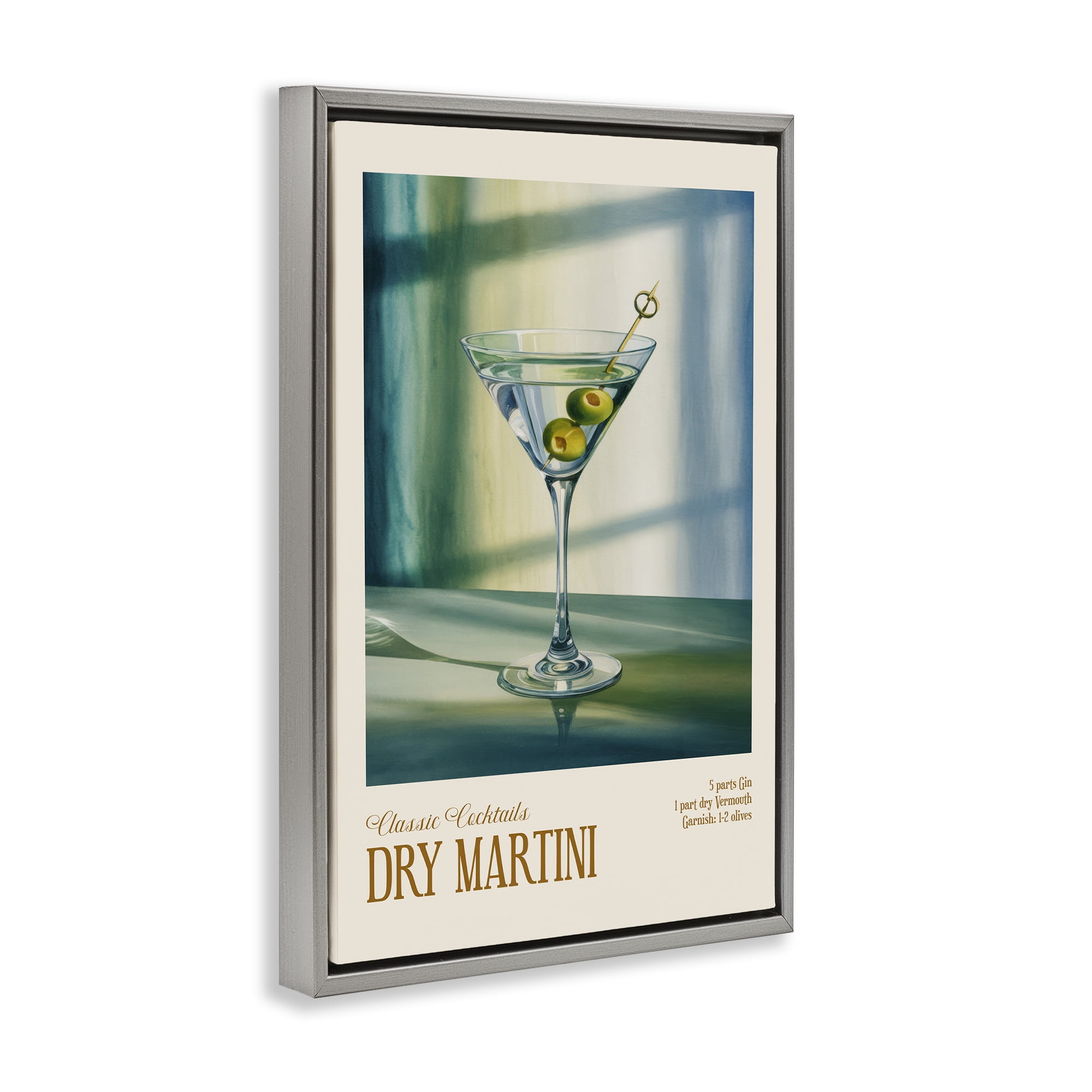 Stupell Industries Dry Martini on Surface Gray Framed Floater Canvas Wall Art, design by Andreas Magnusson