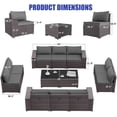 thumbnail image 6 of Gotland 12 Pieces Outdoor Patio Furniture Set PE Rattan Wicker Conversation Set w/10 Seats and 2 Coffee Tables, 6 of 7