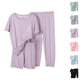 thumbnail image 4 of Odeerbi 3-12 Años Niñas Pijamas de Seda de Hielo Ropa de Dormir de Verano de Manga Corta Conjuntos de Pijama de Dos Piezas, 4 of 4