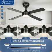 DEXTRUS 48 Black LED Downrod Mount Indoor/Outdoor Ceiling Fan with Remote Control