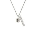 thumbnail image 2 of Delight Jewelry Silvertone Disc 1/2'' Initial - p - Silvertone Be Strong and Courageous Bar Charm Necklace, 23", 2 of 4