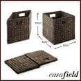 thumbnail image 7 of Casafield 10.5" x 10.5" Water Hyacinth Storage Baskets, Espresso - Set of 4 Collapsible Cube Organizers, Woven Bins for Bathroom, Bedroom, Laundry, Pantry, Shelves, 7 of 7