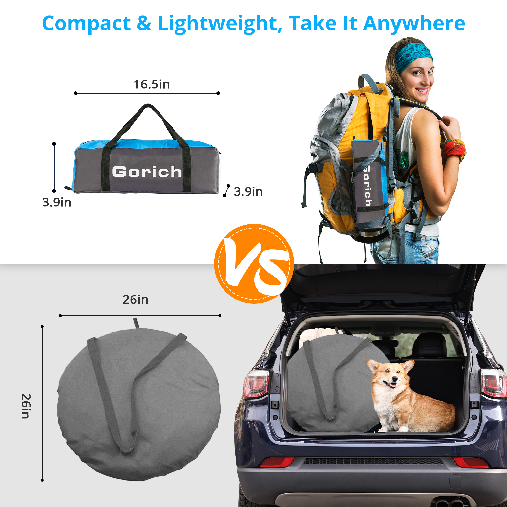 Gorich Beach Tent for 3/4/6/8 Person, UPF 50+ UV Protection, Portable Sun Shelter, Easy Setup Sun Shade Beach Canopy with Carry Bag