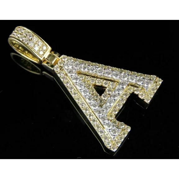 2Ct Round Cut Lab Created Diamond Initial "A" Custom Pendant Necklace 14K Yellow Gold Plated