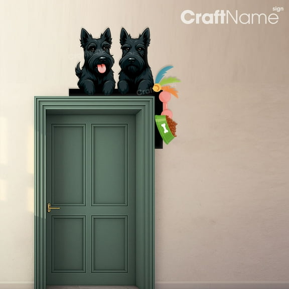 Craftnamesign Scottish Terrier Dog Metal Door Corner, Scottie Dog Door Trim, Bedroom Door Decor