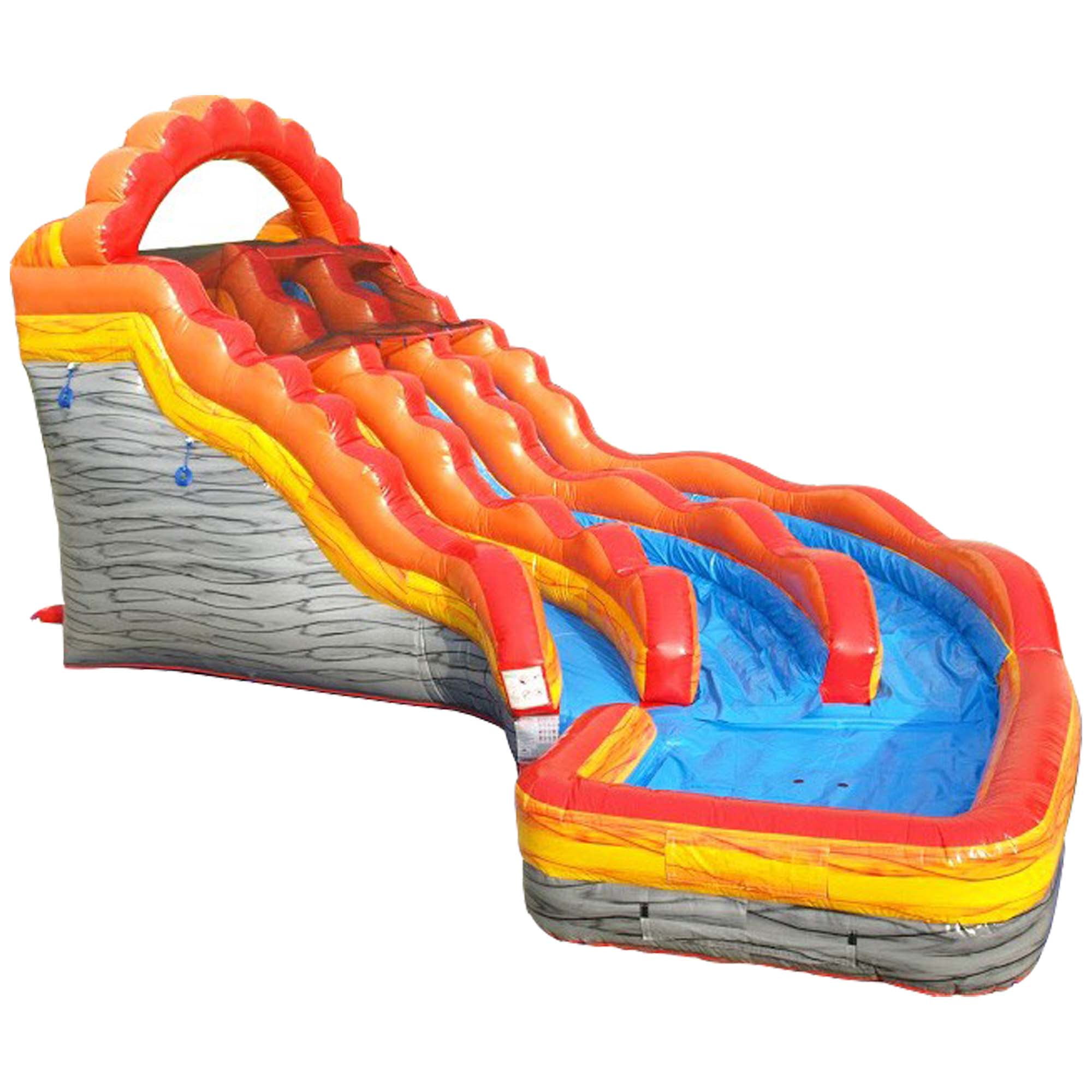 Pogo 19' Commercial Inflatable Water Slide, Fire Marble Curved Double Lane with Blower Walmart