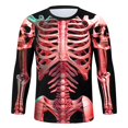 thumbnail image 4 of YAYUBA Mens Halloween 3D Skeleton FunnyT-Shirt Unisex Long Sleeve Tee Shirt Halloween Gifts , XL, Red, 4 of 5