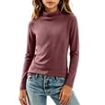 thumbnail image 6 of LUGOGNE Girls Tshirt Turtleneck Long Sleeve Thermal Undershirt Soft Comfortable Fall Winter Basic Tops Red,5-6 Years, 6 of 6