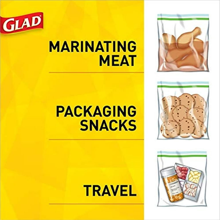 Glad Zipper Freezer Storage Plastic Bags, Gallon, 30 Count (Packaging May  Vary)