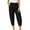 Black-capris pants for women, variant on Womens Plus Size Capris Pants Dressy Casual Elastic Waist Button Cropped Trousers Trendy Solid Color Slim Fit Joggers Pant with Pocket