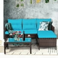 thumbnail image 2 of Patiojoy 3-Piece Outdoor Rattan Wicker Sectional Sofa Set Patio Conversation Sofa Set, 2 of 5