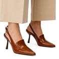 thumbnail image 4 of XYD Women Pointed Toe Slingback Pumps Stiletto Heels Buckled Back Strap Events Dinners Dress Shoes Size 13 Brown, 4 of 4
