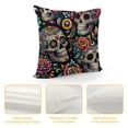 thumbnail image 4 of BCIIG  Skull Throw Pillow Cover Sugar Skull Flowers Mexico Dia de Los Muertos Cotton Linen Halloween Decorative Pillow Case 18 x 18 Inch Standard Square Cushion Cover for Sofa Bedroom Men Women, 4 of 5