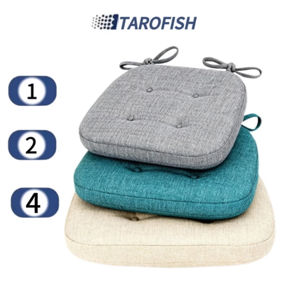 TAROFISH Chair Cushions for Kitchen Chairs, Dining Chair Pads with Ties with Non Back Removable Cover, Memory Foam Kitchen Chair Cushions 17" X 16" X 1.2",Beige,1Pcs