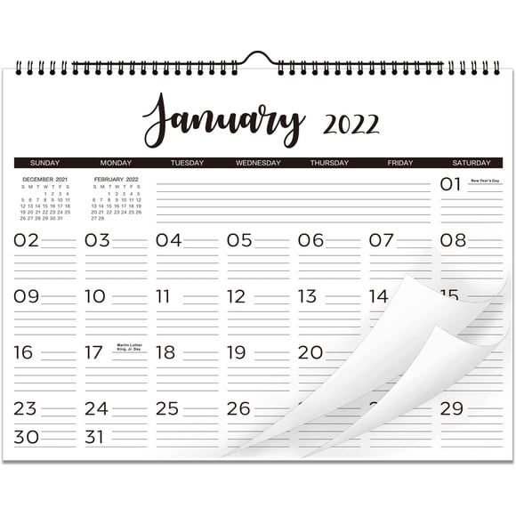 2022 Calendar - 2022 Wall Calendar, Start From Jan. 2022, - Jun. 2023, 18 Monthly Calendar with Thick Paper, 15" X 11.5", Twin-Wire Binding + Hanging Hook + Ruled Blocks with Julian Date