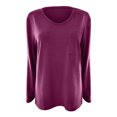 thumbnail image 5 of Womens Long Sleeve Tops Solid Color Casual Basic T Shirts Chest Pocketed Loose Fit Tunic Tees Tops Comfy Blouses Womens Clothes, 5 of 7