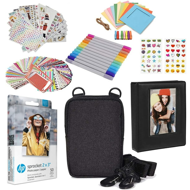 Kit de papel fotográfico HP 2x3 Premium Zink (paquete de 50) con álbum y funda