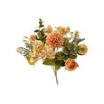 thumbnail image 2 of Artificial Flower Bouquet Fake Rose Faux Silk Floral Arrangement Bedroom Table Centerpiece Home Wedding Decor Orange 11.8x3.15in, 2 of 7