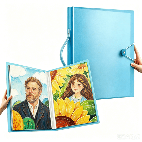 Art Portfolio Binder 11.9"x16.8" 40 Pockets 80 Sheets Presentation Book with Clear View Pages & Mounting Paper for Artists (Blue)