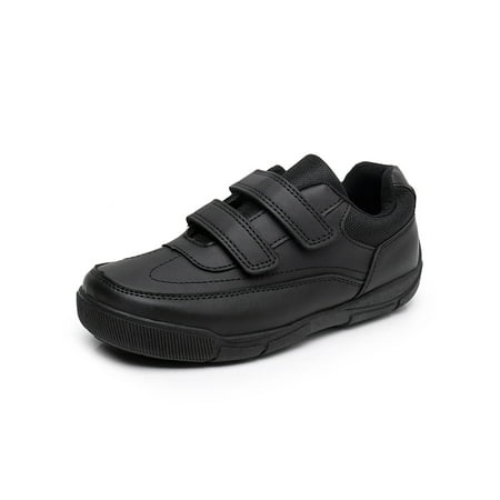 

SIMANLAN Boys Comfort Dress Shoes For Student Hook And Loop School Lightweight Low Top Leather Shoe Black Style B 11.5C