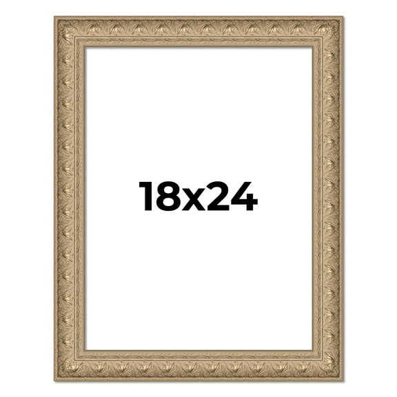 18x24 Frame Ornate Silver Beaded Solid Wood Picture Frame Width 2.5 Inches | Interior Depth 1