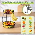 thumbnail image 3 of 2-Tier Fruit Basket Stand with Banana Hook, Detachable Metal Wire Fruit Bowl, Kitchen Countertop Organizer for Fruits, Vegetables & Snacks, Black, 3 of 7