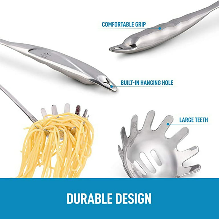 Teak Spoon， Wooden Spoon Spaghetti Fork Server Pasta Spoon With Teeth Teak  For Home Kitchen 1 X Noodle Spoon 