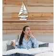 thumbnail image 7 of CoTa Global Aqua Sky Sailboat Ship Model, 15.3″ Wooden Shelf Art Figurine Decoration Handcrafted Figure Tabletop Décor Nautical Decorative Coastal Ocean Mantel Home Accent, 7 of 7