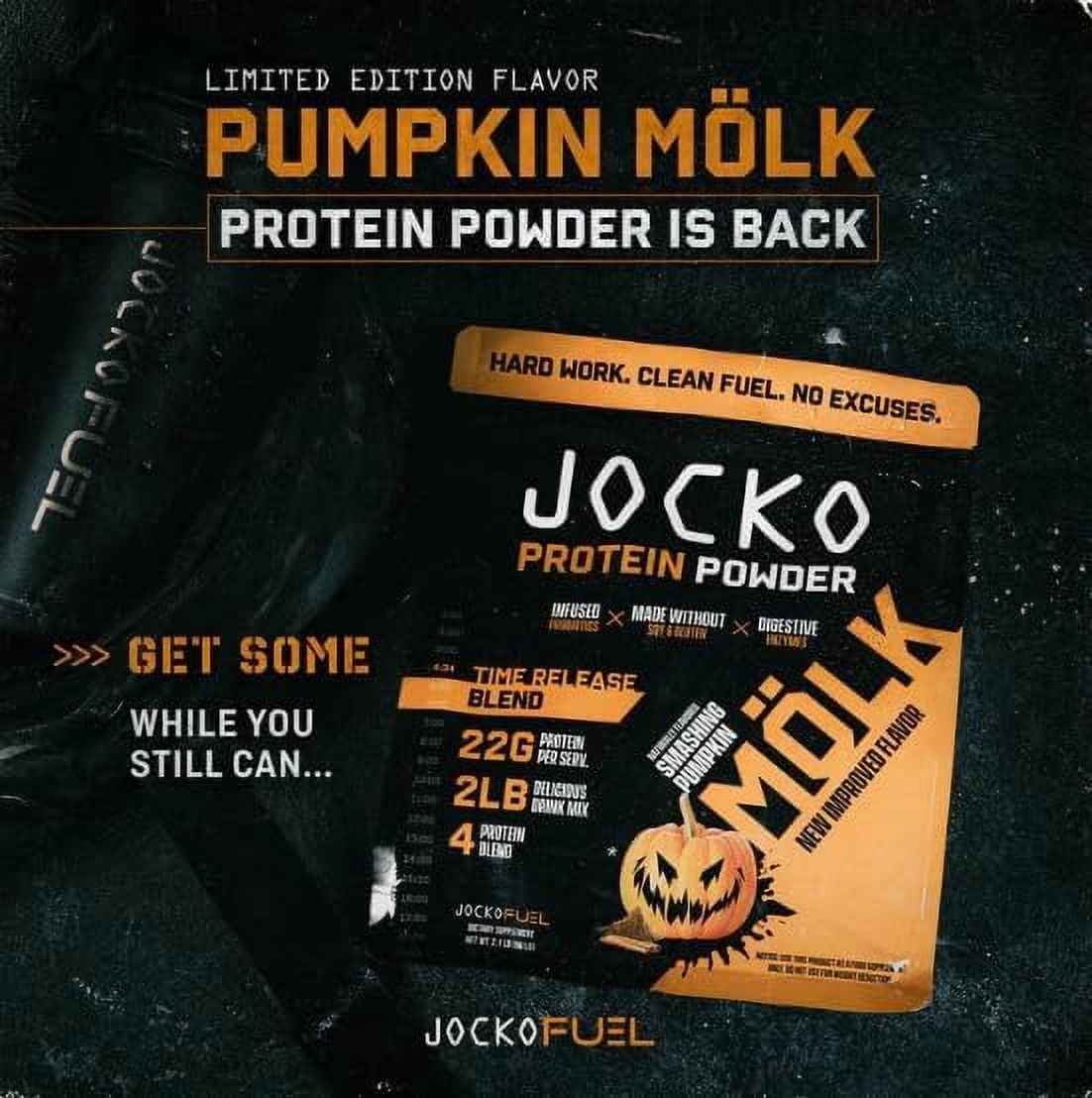 Jocko Mölk Whey Protein Powder 22g, 2lbs, Pumpkin