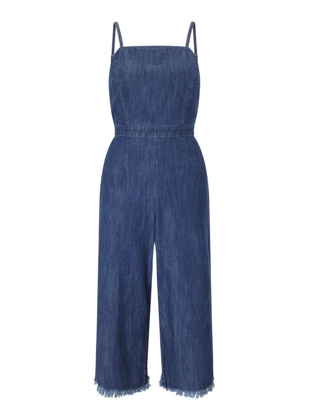 women's petite denim jumpsuit