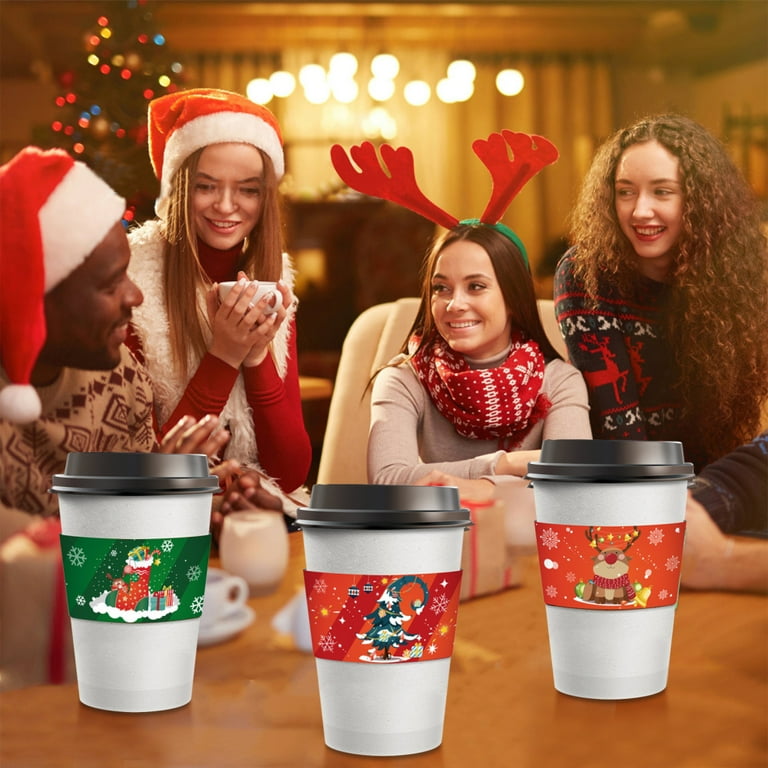 24pcs Christmas Disposable Coffee Cups with Lids 16oz