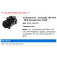 thumbnail image 2 of A/C Compressor - Compatible with 2015 - 2016 Mercedes-Benz GL450, 2 of 2