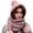 Pink, variant on Winter Hat with Scarf, Integrated Knit Hood and Scarf with Pom-Poms, Women and Men Commuting in Cold Weather, Black