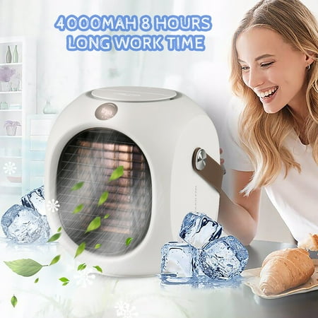 

Clearance!SDJMa Portable Air Conditioner 3-IN-1 Evaporative Air Cooler with 220ml Water Tank Rechargable 4000mAh Battery Operated Fan Adjustable 3 Speeds Mini Desk Fan with USB for Office/Camping