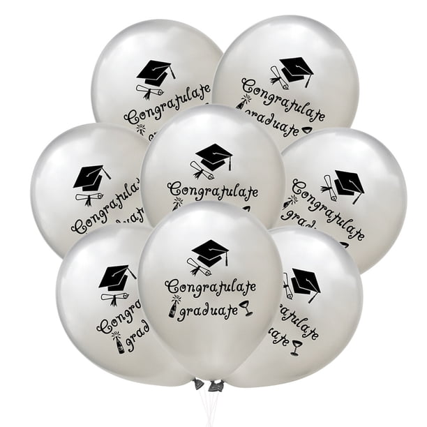 KAKOWELY 20 globos inflables de 12 pulgadas para fiesta de graduación (plateados)